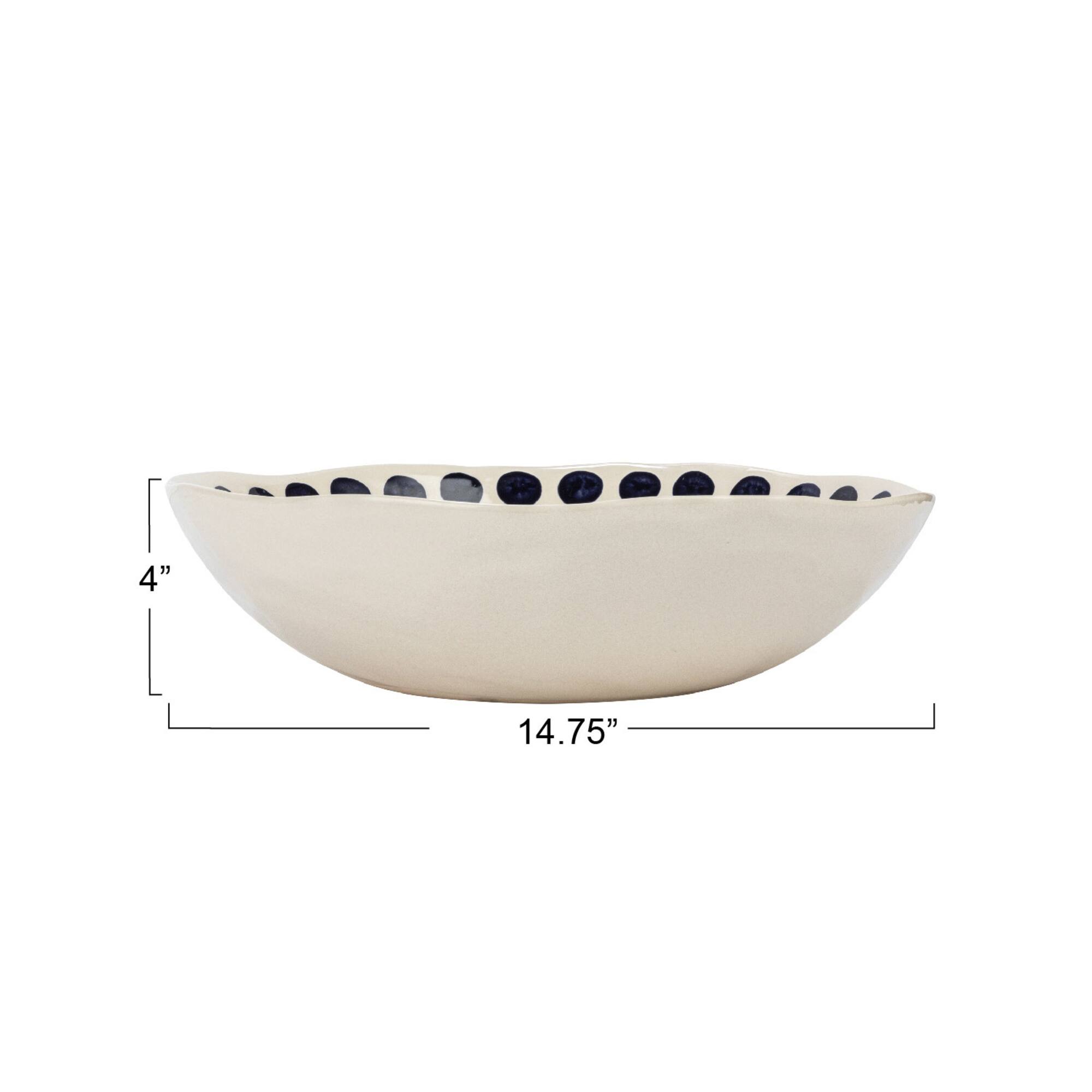 Hello Honey® 14.75" Round Hand-Painted Stoneware Serving Bowl with Design